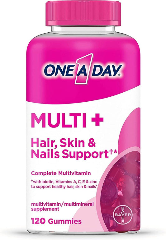 ONE A DAY Multi+ Hair, Skin & Nails, Multivitamin + Boost of Support for Healthy Hair, Skin & Nails with Biotin and Vitamins A, C, E & Zinc, 120...