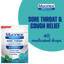 Mucinex InstaSoothe Sore Throat + Cough Relief Alpine Herbs & Mint Flavor, Fast Acting, Cooling Comfort, Powerful Sore Throat Oral Pain Reliever, 40 Medicated Drops Mucinex
