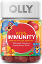 OLLY Kids Immunity Gummy, Immune Support, Wellmune, Elderberry, Vitamin C, Zinc, Chewable Supplement, Cherry - 50 Count