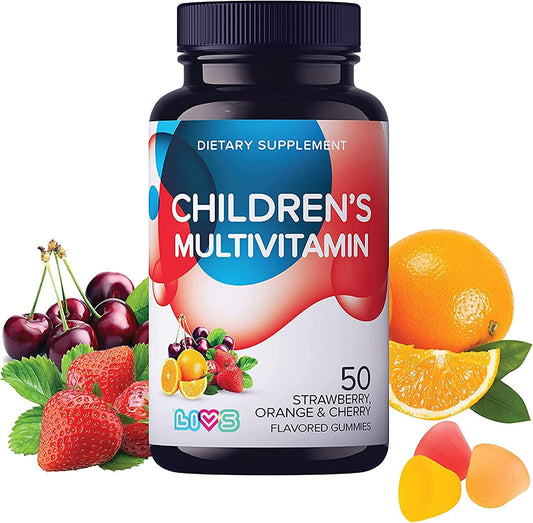 LIVS Children's Multivitamin Gummy Vitamin - Kids Multivitamin Gummies, All-Natural, Gluten-Free, Non-GMO, Multivitamin for Kids - Strawberry, Orange,...