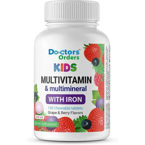 Doctors Orders Multivitamin & Multimineral with Iron Chewables for Kids – Vegetarian – Gluten Free Vegetarian – Great Tasting - Natural Flavored Pectin...