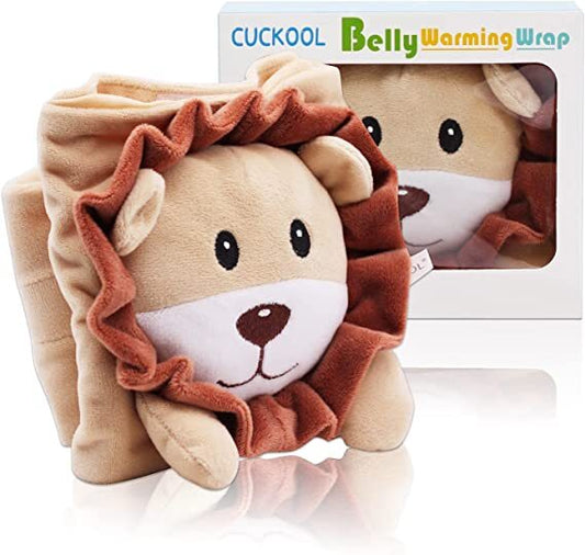 Baby Colic, Gas and Upset Stomach Relief, Baby Heated Tummy Wrap, Infant Swaddling Belly Belt with Soothing Warmth (Lion)