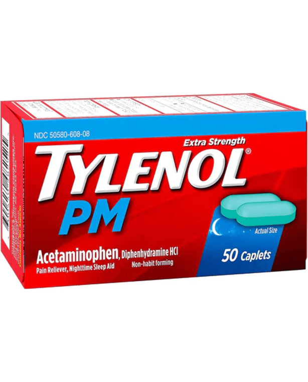 PM Extra Strength Nighttime Pain Reliever Sleep Aid Caplets with Acetaminophen & Diphenhydramine HCl, Relief for Nighttime Aches & Pains