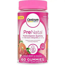 Centrum Prenatal Multivitamin Gummies with DHA and Folic Acid, Mixed Berry and Orange Flavors - 60 Count, 30 Day Supply Centrum