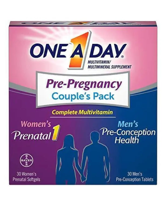 ONE A DAY Men's & Women's Pre-Pregnancy Multivitamin including Vitamins A, C, D, B6, B12, Folic Acid & more, 30+30 Ct