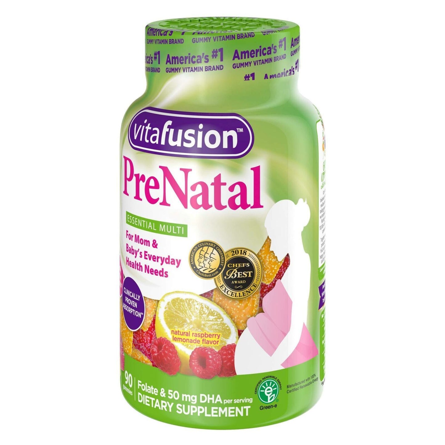 vitafusion PreNatal Gummy Vitamins, Raspberry Lemonade Flavored, Pregnancy Vitamins for Women, With Folate and DHA, America’s Number 1 Gummy Vitamin Brand,.