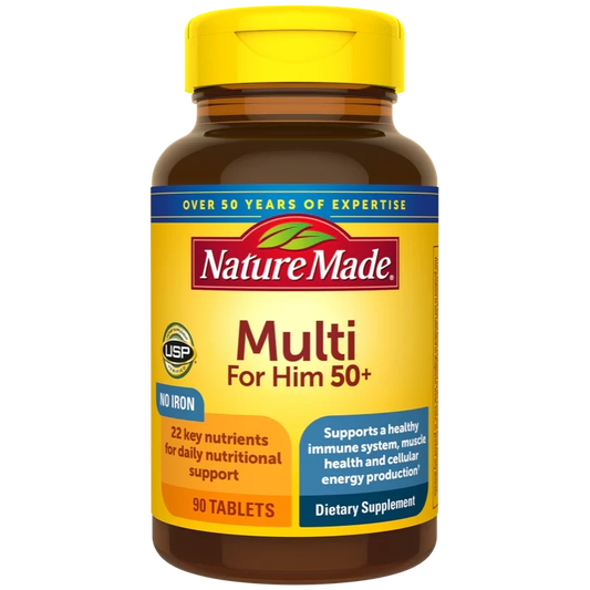 Nature Made Multivitamin For Him 50+, Mens Multivitamins for Daily Nutritional Support, Multivitamin for Men, 90 Tablets, 90 Day Supply