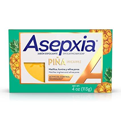 Asepxia Bar Soap, Non-Abrasive Exfoliating Facial Cleanser with Natural Pineapple Enzyme & Agave Extract, Pore Purifying & Brightening Face Wash for Oily Skin, 4 oz.