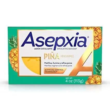 Asepxia Bar Soap, Non-Abrasive Exfoliating Facial Cleanser with Natural Pineapple Enzyme & Agave Extract, Pore Purifying & Brightening Face Wash for Oily Skin, 4 oz. Asepxia