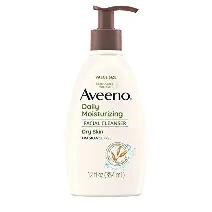 Aveeno Daily Moisturizing Face Cleanser with Soothing Oat, Easy-to-Rinse Cleanser Removes Dirt, Oil & Other Impurities & Leaves Skin Feeling Soft & Supple, Fragrance-Free, 12 fl. oz Aveeno