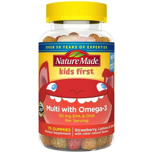 Nature Made Kids First Multivitamin with Omega-3, Kids Vitamins and Minerals for Nutritional Support, 70 Kids Multivitamin Gummies