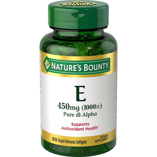 Nature’s Bounty Vitamin E Softgels, 1000 IU, 60 Count