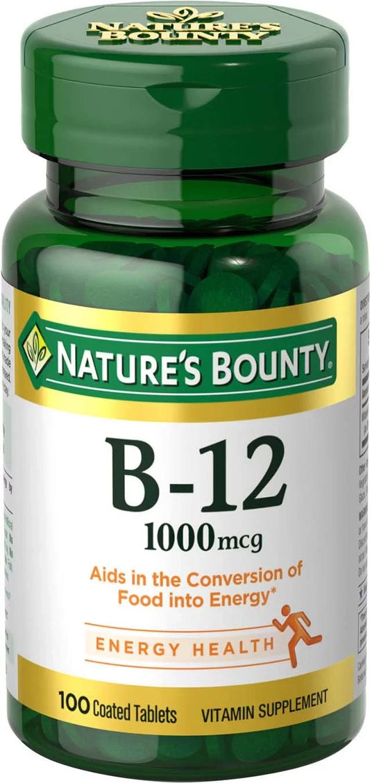 Nature's Bounty Vitamin B12 Coated Tablets, 1000 mcg, 100 Ct