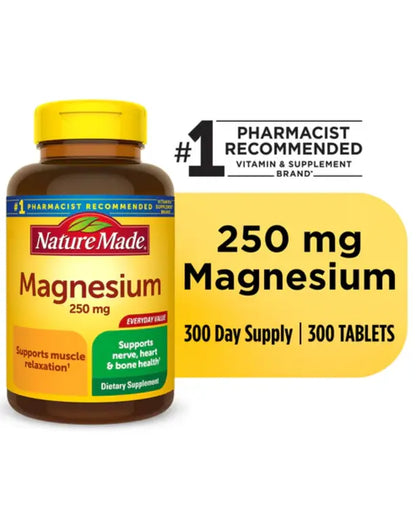 Nature Made Magnesium Oxide 250 mg Tablets, Dietary Supplement, 300 Count