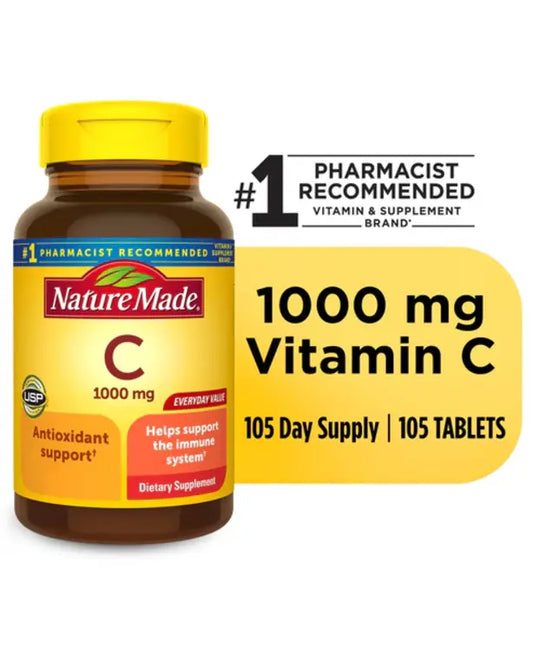 Nature Made Extra Strength Vitamin C 1000 mg Tablets, Dietary Supplement, 105 Count