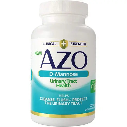 AZO D Mannose Urinary Tract Health, Cleanse, Flush & Protect The Urinary Tract,1 Pharmacist Recommended Brand, Clinical Strength, Non-GMO, 120 Count