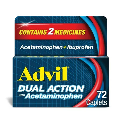 Advil Dual Action With Acetaminophen Pain and Headache Reliever Ibuprofen, Coated Tablets, 72 Count