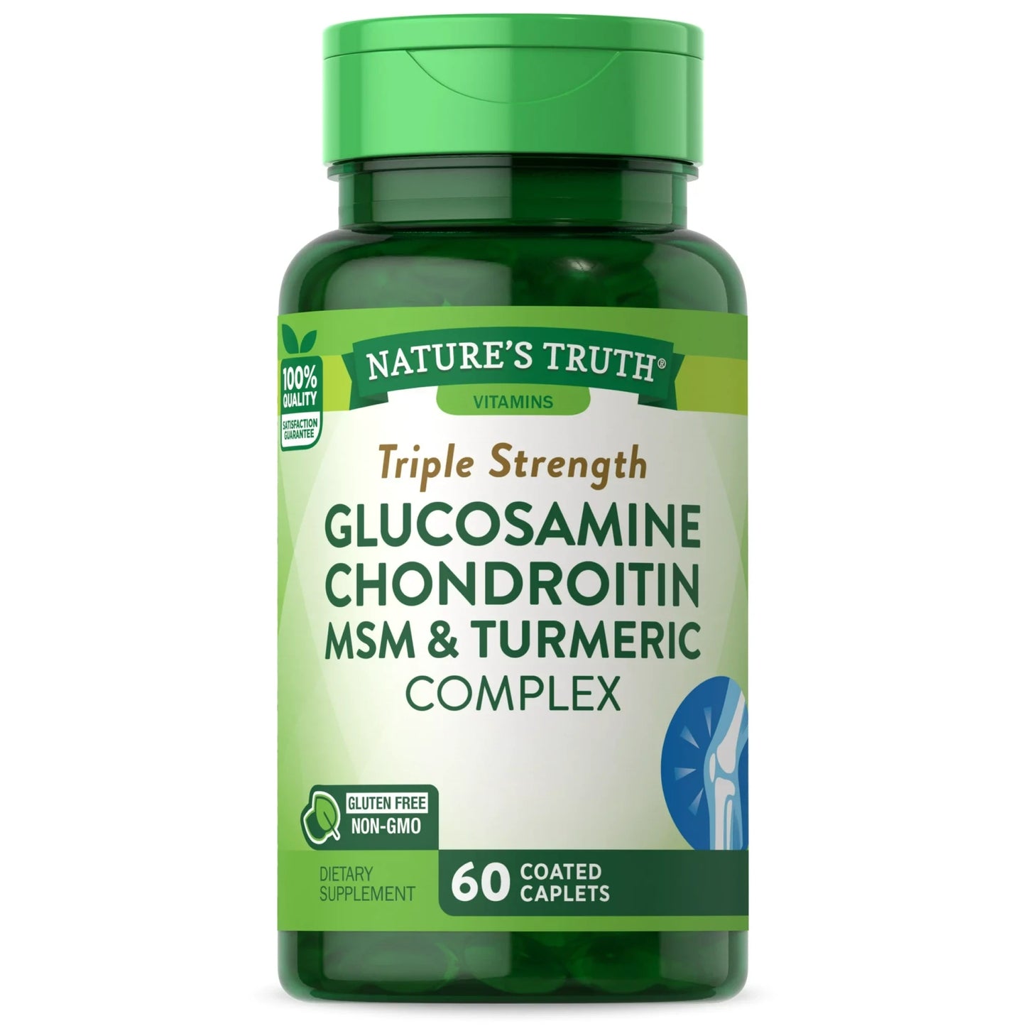 Glucosamine Chondroitin MSM Complex | 60 Caplets | Triple Strength Supplement for Joint Health | Non-GMO, Gluten Free | By Nature's Truth