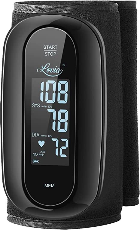 Lovia Blood Pressure Monitor Upper Arm with One Piece Design, Digital BP Machine for Home Use with Cuff Size 9-14 Inch, Portable Meter, Built-in Battery