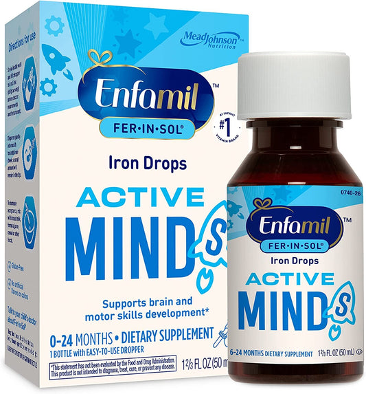 Enfamil Fer-In-Sol Iron Supplement Drops for Infants & Toddlers, Supports Brain Development, 50 mL Dropper Bottle