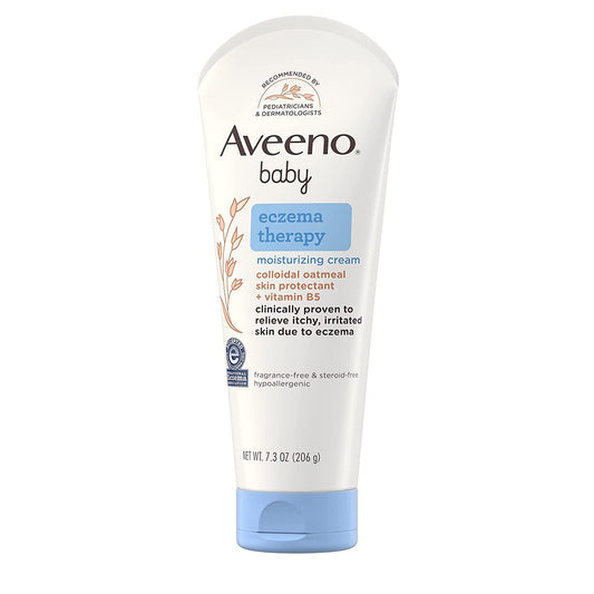 Aveeno Baby Eczema Therapy Moisturizing Cream, Natural Colloidal Oatmeal & Vitamin B5, Moisturizes & Relieves Dry, Itchy, Irritated Skin, Paraben & Steroid & Fragrance Free, 7