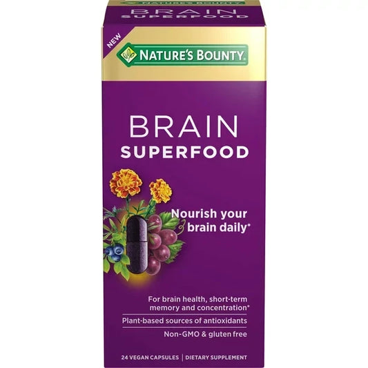 Nature's Bounty Brain Superfood Brain Supplements Active Mind, 60 Coated Caplets