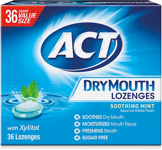 ACT Dry Mouth Lozenges With Xylitol, Soothing Mint, 36 Count