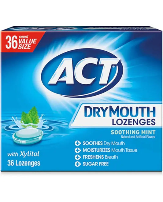 ACT Dry Mouth Lozenges With Xylitol, Soothing Mint, 36 Count