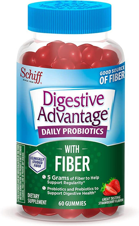 Digestive Advantage Prebiotic Fiber Gummies + Probiotics for Digestive Health, Daily Gummies for Women & Men, Digestive Supplement for Regularity