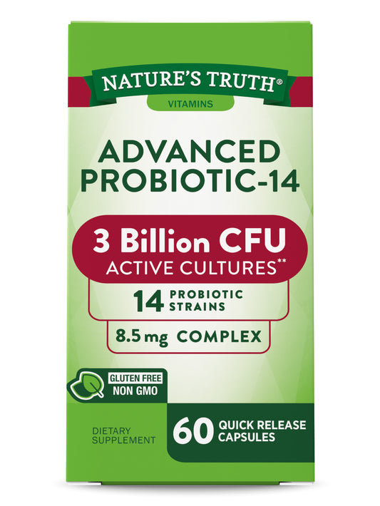 Natures Truth Probiotics for Men and Women | 3 Billion CFU | 60 Capsules | 14 Strains | Non-GMO & Gluten Free