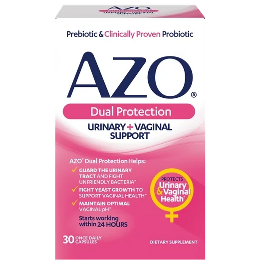 AZO Protection | Urinary + Vaginal Support* | Prebiotic Plus Clinically Proven Women's Probiotic | Starts Working Within 24 Hours | Non-GMO | 30 Count