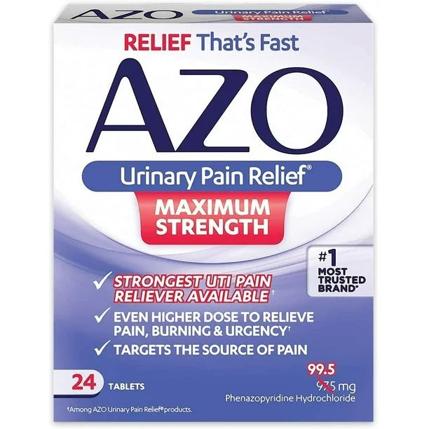 AZO Urinary Pain Relief Maximum Strength | Fast relief of UTI Pain, Burning & Urgency | Targets Source of Pain | #1 Most Trusted Brand | 24 Tablets