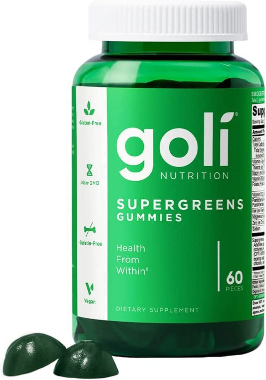 Goli SuperGreen Gummy Vitamin - 60 Count - Essential Vitamins and Minerals - Plant-Based, Vegan, Gluten-Free & Gelatin Free - Health from Within