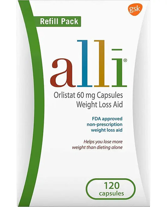 Alli Orlistat Weight Loss Supplement Capsules Starter Pack, 60 Mg, 120 Ct