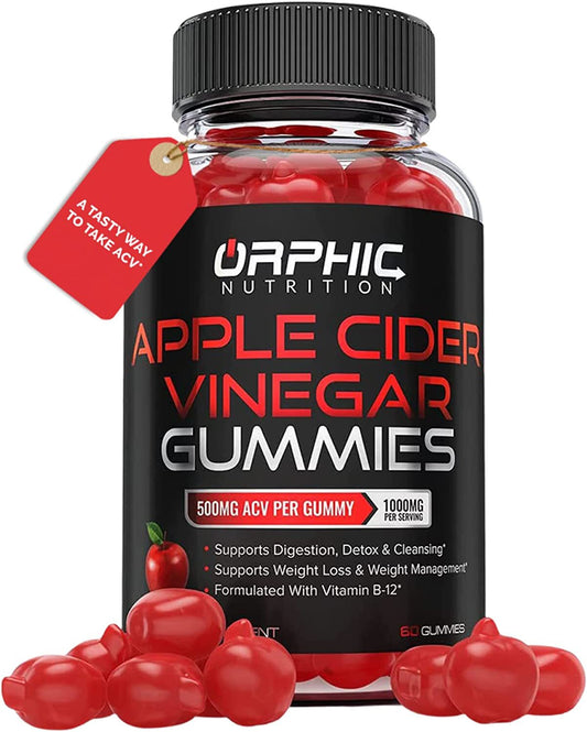 Apple Cider Vinegar Gummies - 1000mg -Formulated to Support Weight Loss Efforts, Normal Energy Levels & Gut Health* - Supports Digestion, Detox & Cleansing* - ACV Gummies W/VIT B12, Beetroot