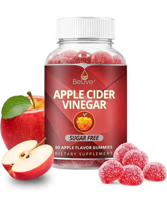 BeLive Apple Cider Vinegar Gummies - AVC Gummies Without Sugar I Detox, Cleanse & Support Digestive Health, Tasty Alternative to AVC Capsules, Vegan, Keto Friendly, Non GMO, Gluten Free | 60 Ct