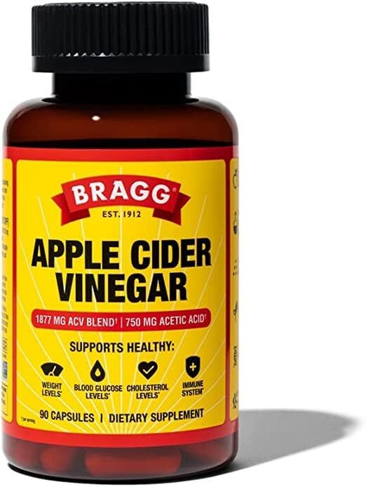 Bragg Apple Cider Vinegar Capsules - Vitamin D3 & Zinc - 750mg of Acetic Acid – Immune & Weight Management Support - Non-GMO, Vegan, Gluten Free, No Sugar