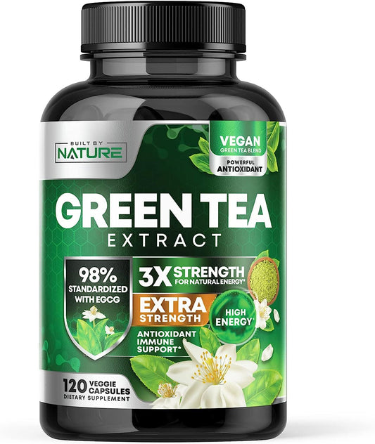 Green Tea Extract Pills - Powerful Antioxidant Supplement - 98% Standardized EGCG 1000mg for Natural Energy with Polyphenols - Gentle Caffeine - 120 Capsules