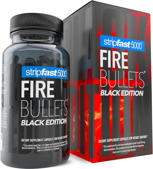 Stripfast5000 Fire Bullets Max Strength Black Edition for Women & Men - Keto Friendly - 30 Days Supply