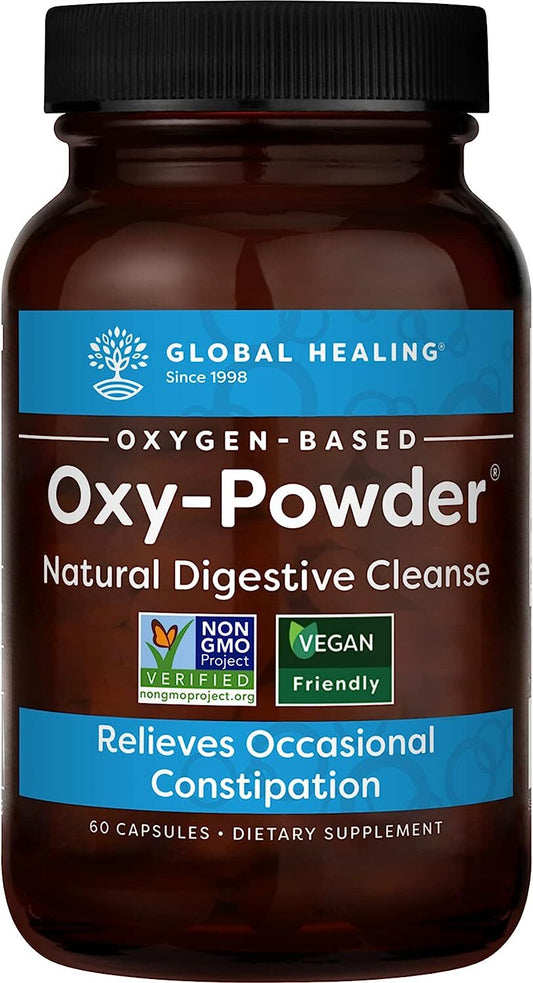 Global Healing Center Oxy-Powder Oxygen Based Safe and Natural Colon Cleanser and Relief from Occasional Constipation (60 Capsules)