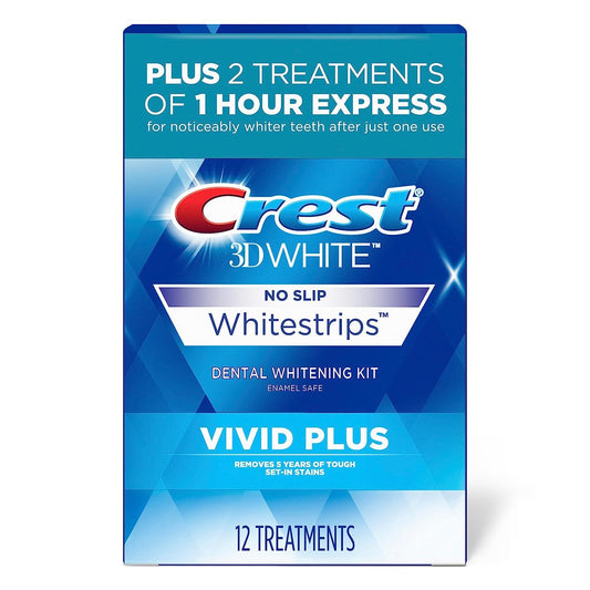 Crest 3D Whitestrips, Vivid Plus, Teeth Whitening Strip Kit, 24 Count (Pack of 1)