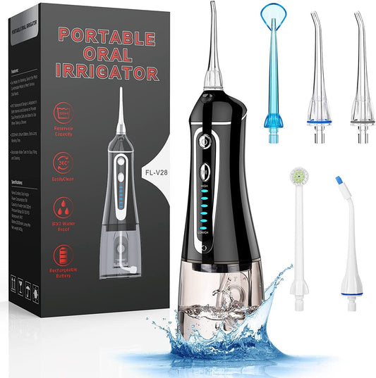 FZCOK Cordless Water Dental Flosser for Teeth Rechargeable - FZCOK 7 Clean Settings Oral Irrigator for Braces Adults Teeth Cleaning Portable with Long Battery Life, Waterproof