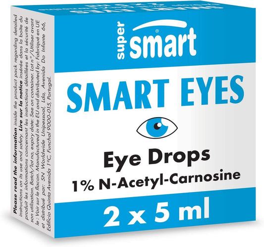 Supersmart - Smart Eyes™ - Eye Drops with 1% N-Acetyl-L-carnosine - Helps to Prevent Dry Eye & Irritation | Non-GMO & Gluten Free - 2 Containers of 5 ml