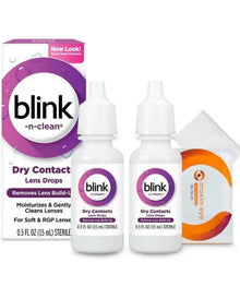 Blink-N-Clean Lens Drops 2 Pack Blink Eye Drops for Contact Lenses, 15 ml (Total 30 ml) Cleans & Moisturizes for Soft & RGP Lens Wearers Maxim Eye