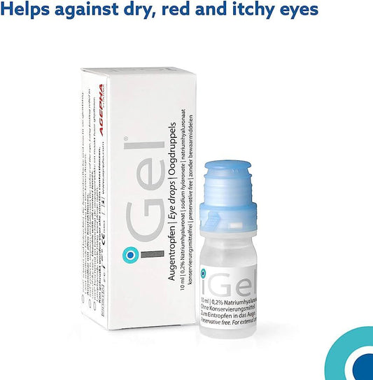 AGEPHA iGel® Moisturizing Eye Drops for Dry Itchy Eyes | Artificial Tears for Red Eyes | Lubricating Eye Drops for Contact Lenses