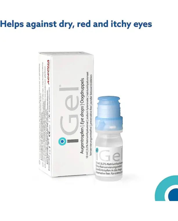 AGEPHA iGel® Moisturizing Eye Drops for Dry Itchy Eyes | Artificial Tears for Red Eyes | Lubricating Eye Drops for Contact Lenses