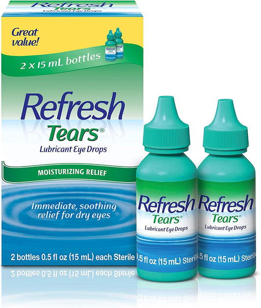 Refresh Tears Lubricant Eye Drops, 2 Count (Pack of 1)