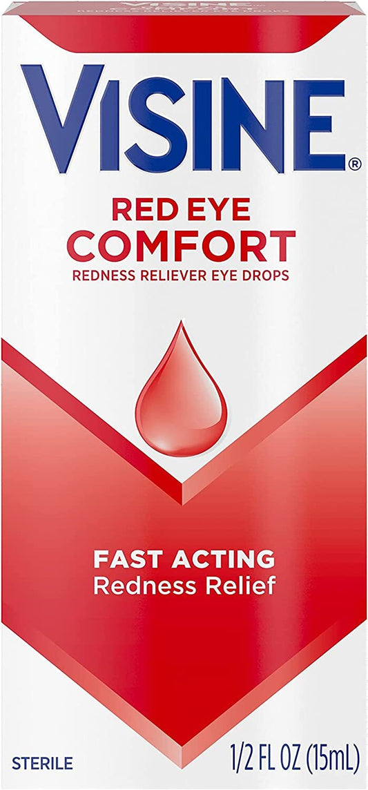 Visine Red Eye Comfort Redness Relief Eye Drops to Help Relieve Red Eyes Due to Minor Eye Irritations Fast, Tetrahydrozoline HCl, 0.5 fl. oz