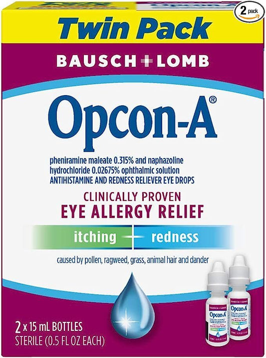 Allergy Eye Drops by Bausch & Lomb, for Itch & Redness Relief, 15 mL (Pack of 2)