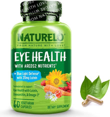 NATURELO Eye Vitamins - AREDS 2 Formula Nutrients with Lutein, Zeaxanthin, Vitamin C, E, Zinc, Plus DHA - Supplement for Dry Eyes, Healthy Vision, Eye... NATURELO